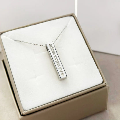collana barra personalizzata argento diamante