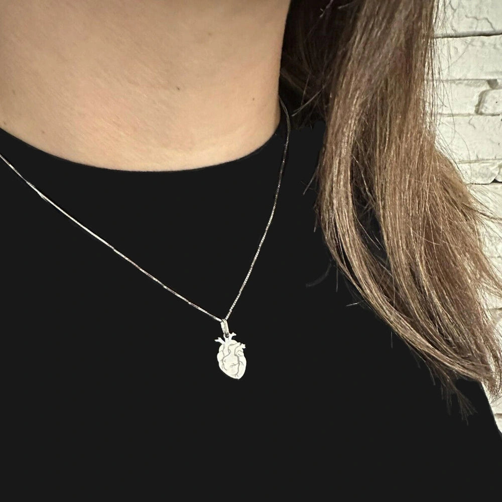 collana cuore anatomico argento